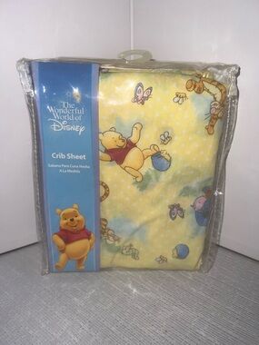 Disney Winnie-The-Pooh YELLOW Fitted Baby Crib Sheet Pooh Piglet Eeyore